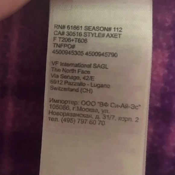 The North Face Fleece 1/4 Zip Pull Over. Purple and Pink plaid. Size Medium. - Picture 7 of 9